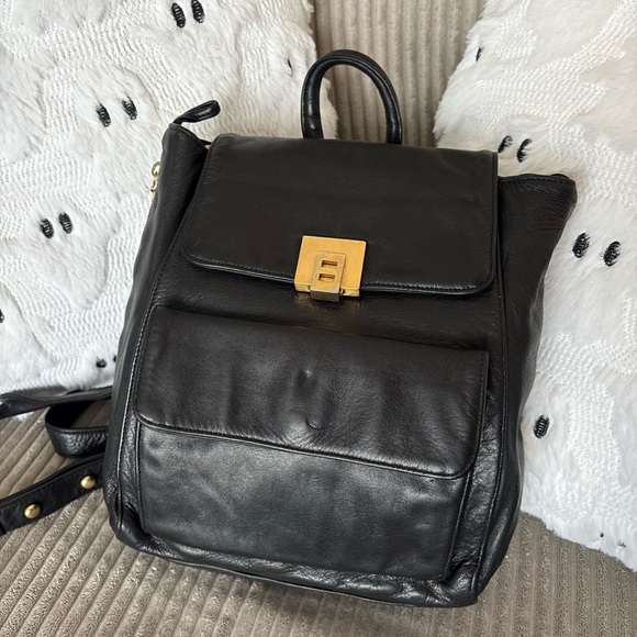 Vintage Leather Backpack | 90s Perlina Black Leather Black Backpack Purse - Picture 6 of 9
